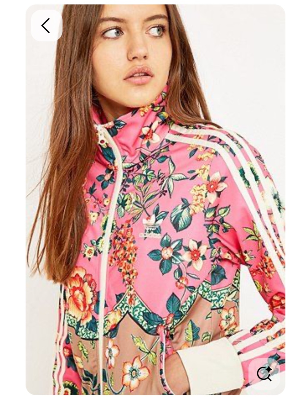 Farm rio x adidas Pink Floral Track Jacket with Tan Panels Sz S - Picture 7 of 14